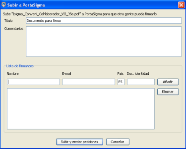 Enviar un documento a Portasigma, para su firma electrónica online