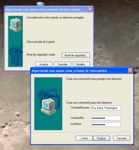 Asistente de importación de certificados - Protección Clave privada nivel alto