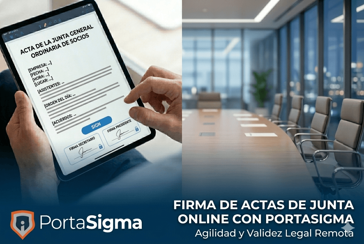 Proceso digital de firma de actas de junta para sociedades mercantiles.